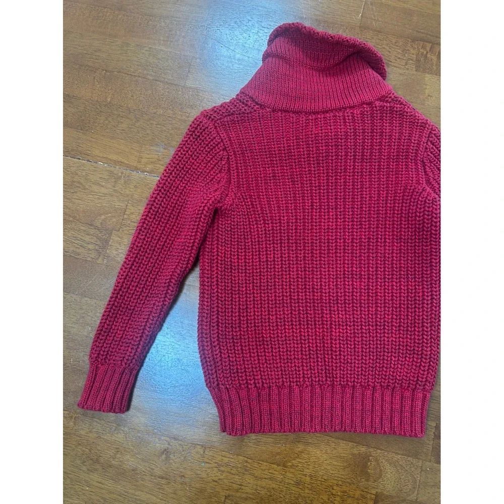 Old Navy Sweater Toddler 3T Red Shawl Collar Button Chunky Knit Pullover